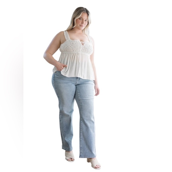 NEW Judy Blue Retro Wide Leg Jean Plus Size 24W Light Wash Tummy Control Stretch - Picture 1 of 11